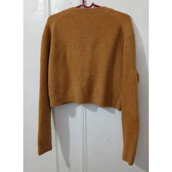 Zara womens medium cropped boxy soft wool camel brown sweater - Picture 5 of 7